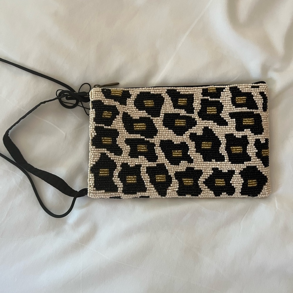 Beaded Leopard Clutch